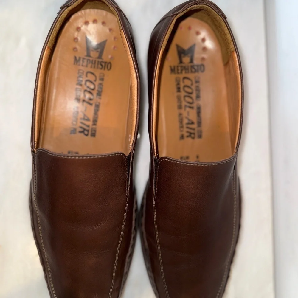 Mephisto Pistol Men’s Leather Loafers | Brown Slip-On Comfort Shoes Size 9.5